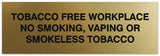 Signs ByLITA Basic Tobacco Free Workplace No smoking, vaping or smokeless tobacco Sign - Laser-Engraved Lettering | Durable ABS Plastic | Vibrant Colors | Powerful Foam Tape