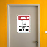 Portrait Round Plus Danger Construction Site Keep Out Wall or Door Sign | Health And Safety Signage