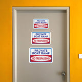Classic Framed Plus Private Boat Ramp No Trespassing Wall or Door Sign | Marina Quayside Signage
