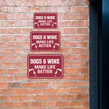 Classic Framed Plus Dogs & Wine Make Life Better Wall or Door Sign | Funny Home Decor