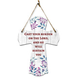 Cast your burden on the Lord, and he will sustain you Cross Hanging Sign | Rustic Twine | Inspiring Religious Bible Decor