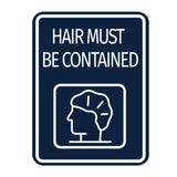 Signs ByLITA Portrait Round Hair Must Be Contained Door or Wall Sign Durable ABS Plastic | Laser Engraved | Easy Installation | Kitchen | Hygiene