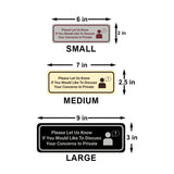 Signs ByLITA Standard Please Let Us Know If You Would Like To Discuss Your Concerns In Private Door or Wall Sign Durable ABS Plastic | Laser Engraved | Easy Installation | Elegant Design