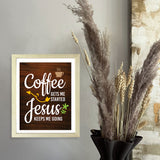 Designs ByLITA Coffee Gets Me Started Jesus Keeps Me Going, Wall Print Art | Funny Coffee Home & Office Decor (Unframed or Framed)