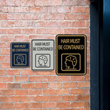 Signs ByLITA Portrait Round Hair Must Be Contained Door or Wall Sign Durable ABS Plastic | Laser Engraved | Easy Installation | Kitchen | Hygiene