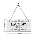 Laundry Room 5x10 Hanging Plus Wall or Door Sign | Rustic Twine | Range of Vibrant Decor Styles | Room Signs For Home and Business