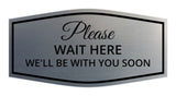 Signs ByLITA Fancy Please Wait Here for Your Turn. We'll Be With You Soon Easy Installation | Durable Construction | Barbers | Grooming and Styling | Hair Wall or Door Sign