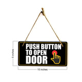 Push Button To Open Door 5x10 Hanging Plus Wall or Door Sign | Rustic Twine | Office and Workplace Signage