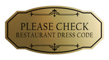 Signs ByLITA Victorian Please Check Restaurant Dress Code Wall or Door Sign