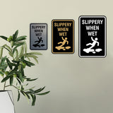 Signs ByLITA Portrait Round Slippery When Wet Wall or Door Sign