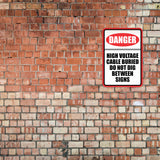 Portrait Round Plus Danger High Voltage Cable Buried Do Not Dig Between Signs Wall or Door Sign | Business Protection Construction Site Warehouse & Shop Area