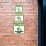 Square Plus Attention All Deliveries in Rear Wall or Door Sign | Health & Safety Warehouse Business Signage