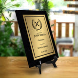 Skiing Customizable Black Frame Wooden Award Plaque | Easel Mount Option | Achievement and Recognition Personalizable Plaques