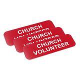Church Volunteer 1 x 3" Name Tag/Badge, (3 Pack)