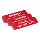 Church Volunteer 1 x 3" Name Tag/Badge, (3 Pack)