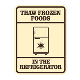 Signs ByLITA Portrait Round Thaw Frozen Foods In The Refrigerator Door or Wall Sign Durable ABS Plastic | Laser Engraved | Easy Installation | Kitchen | Hygiene
