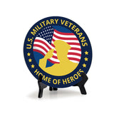 Signs ByLITA Honor Veterans with Military Table Signs | US Pride | Perfect Gift for Coworkers or Family Table Sign (5x5)