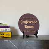 Conference Room Circle Table Sign with Acrylic Stand (5x5") | Office Décor
