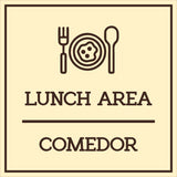 Signs ByLITA Square Lunch Area Door or Wall Sign | Spanish Bilingual Business And Office Signs