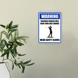 Portrait Round Plus Warning Crushed Fingers Will Ruin Your Golf Swing! Wear Safety Gloves Wall or Door Sign