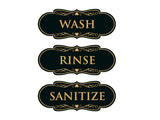 Signs ByLITA Designer Wash Rinse Sanitize Sign - Easy Installation | Durable Wall or Door Sign