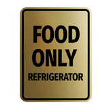 Signs ByLITA Portrait Round Notice: Food Only Refrigerator Door or Wall Sign Durable ABS Plastic | Laser Engraved | Easy Installation | Kitchen | Hygiene