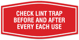 Signs ByLITA Fancy Check lint trap Sign - Laser-Engraved Lettering | Durable ABS Plastic | Vibrant Colors | Powerful Foam Tape Wall or Door Sign