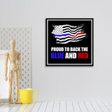 Square Plus Proud to Back the Blue and Red Wall or Door Sign | USA Flag | Police First Responders Appreciation Signage