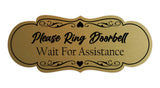 Signs ByLITA Designer Please Ring Doorbell Wait For Assistance Wall or Door Sign