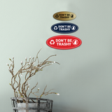 Signs ByLITA Oval Don't be trashy Sign - Laser-Engraved Lettering | Durable ABS Plastic | Vibrant Colors | Powerful Foam Tape