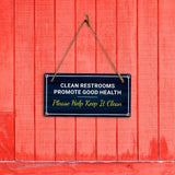 Clean Restrooms Promote Good Health Please Help Keep It Clean 5x10 Hanging Plus Wall or Door Sign | Home & Office Decor