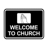Classic Framed Welcome To Church Praying Hands Wall or Door Sign