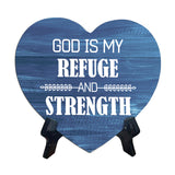 Signs ByLITA Heart God is my refuge and strength, Wood Color, Table Sign (6"x5")