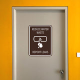 Signs ByLITA Portrait Round Reduce Water Waste: Report Leaks Door or Wall Sign Durable ABS Plastic | Laser Engraved | Easy Installation | Kitchen | Hygiene
