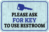 Classic Framed Plus Please Ask For Key To Use Restroom Wall or Door Sign | Friendly Public Bathroom Signage