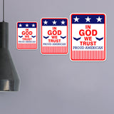 Portrait Round Plus In God We Trust Door or Wall Sign | Easy Installation | Patriotic Stars and Stripes USA Pride Sign