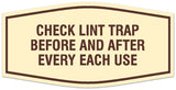 Signs ByLITA Fancy Check lint trap Sign - Laser-Engraved Lettering | Durable ABS Plastic | Vibrant Colors | Powerful Foam Tape Wall or Door Sign