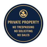 Circle Private Property No Trespassing No Soliciting No Sales Wall or Door Sign