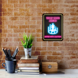 Portrait Round Plus Warp Zone Ahead: Enter with Caution Wall or Door Sign | Funny Naughty Décor