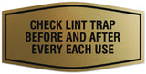 Signs ByLITA Fancy Check lint trap Sign - Laser-Engraved Lettering | Durable ABS Plastic | Vibrant Colors | Powerful Foam Tape Wall or Door Sign