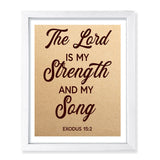 Designs ByLITA The Lord Is My Strength And My Song Exodus 15:2, Wall Print Art | Religious Home Decor (Unframed or Framed)
