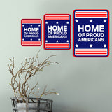 Portrait Round Plus Home of Proud Americans Door or Wall Sign | Easy Installation | Patriotic Stars and Stripes USA Pride Sign