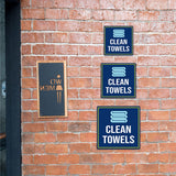Square Plus Clean Towels Wall or Door Sign | Gym Spa and Bathroom Signage