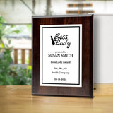 Boss Lady Customizable Award Plaque | Easel Mount Option | Achievement and Recognition Personalizable Plaques
