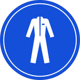 Circle Plus Overalls Required Wall or Door Sign | Easy Installation | Health & Safety Signage