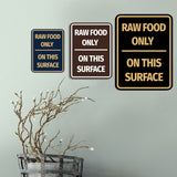 Signs ByLITA Portrait Round Raw Food Only On This Surface Door or Wall Sign Durable ABS Plastic | Laser Engraved | Easy Installation | Kitchen | Hygiene