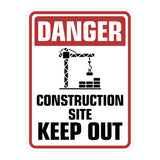 Portrait Round Plus Danger Construction Site Keep Out Wall or Door Sign | Health And Safety Signage