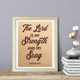 Designs ByLITA The Lord Is My Strength And My Song Exodus 15:2, Wall Print Art | Religious Home Decor (Unframed or Framed)