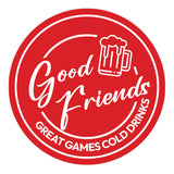 Signs ByLITA Circle Good Friends, Great Games, Cold Drinks ABS Plastic | Laser Engraved | Easy Installation | Elegant Design Wall or Door Sign