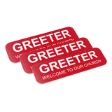 Greeter Welcome To Our Church 1 x 3" Name Tag (3 Pack)
